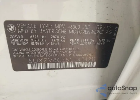 2012 BMW X5 xDrive50I z USA, uszkodzony, nr VIN 5UXZV8C55CL424211